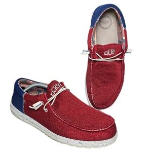 Hey Dude Wally Funk Brave Limited Edition USA Flag Red & Blue Men's Size 12 VGUC